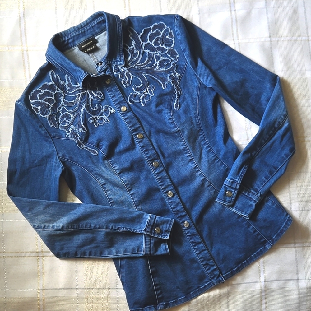 Miss Sixty Floral Denim Button-Up Shirt - Picture 3 of 12